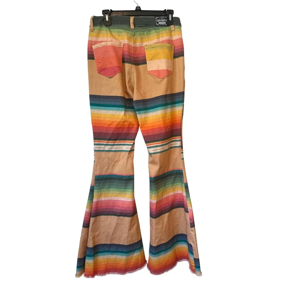 Ranch Dress'n Rainbow Flare Pants‎ Split Leg Western Rodeo Women's Size 10